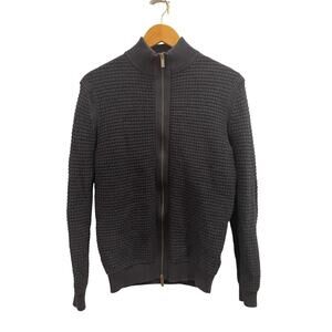 Massimo Dutti Sweater Mens Large Zip Textured Cotton Cashmere Jacket Nerd Guy